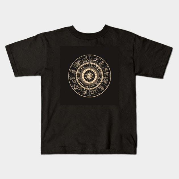 Hand Drawn Zodiac Chart Kids T-Shirt by visionarysea